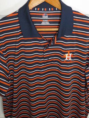 Houston Astros MLB Cool Base Performance Striped Polo Majestic Men's Size XL